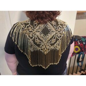 Sharmark‎ Las Vegas Vintage Beaded Sequined Shawl/Collar - Black And Gold